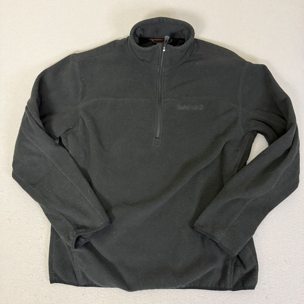 Timberland Men’s Medium Black 1/4 Zip Fleece Pullover Mock Neck Polyester